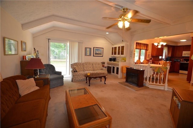162 Miramar Rd, Gates, NY 14624 - living room featuring a chandelier, light colored carpet, and a ceiling fan