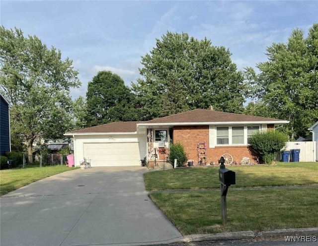 120 Park Lane Cir, Lockport City, NY 14094 - ranch-style home with concrete driveway, a garage, and brick siding