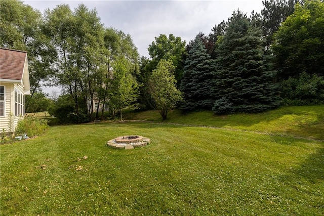 203 Upland Run, Horseheads, NY 14845 - view of green lawn featuring an outdoor fire pit