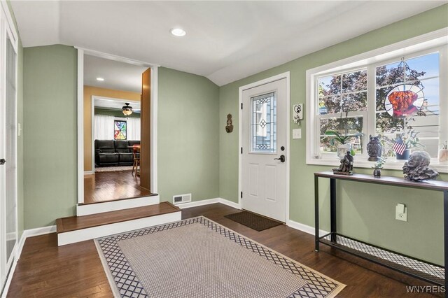 715 Brighton Rd, Tonawanda, NY 14150 - entryway with dark wood-type flooring and recessed lighting