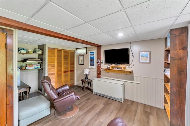 61 Country Pl, Colesville, NY 13813 - living area with a paneled ceiling, wood finished floors, and recessed lighting