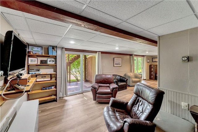 61 Country Pl, Colesville, NY 13813 - living room with a paneled ceiling, light wood-type flooring, and a desk