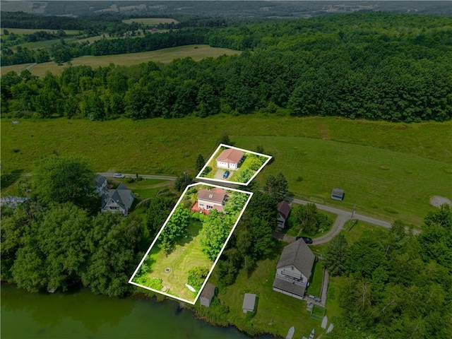 61 Country Pl, Colesville, NY 13813 - aerial view of sparsely populated area featuring a large body of water and property boundaries highlighted