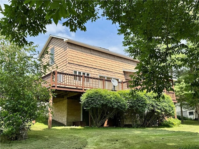 61 Country Pl, Colesville, NY 13813 - rear view of house featuring a deck and a yard