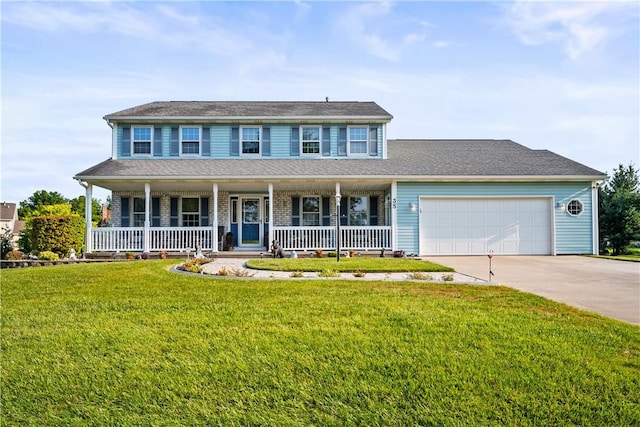 35 Silkwood Cir, Gates, NY 14559 - colonial house with driveway, a garage, a porch, and a front lawn
