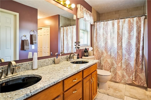 35 Silkwood Cir, Gates, NY 14559 - bathroom featuring double vanity, tile patterned floors, and curtained shower
