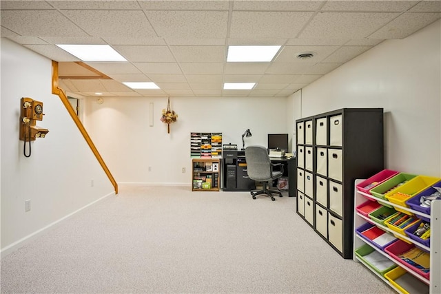 35 Silkwood Cir, Gates, NY 14559 - carpeted home office with a paneled ceiling