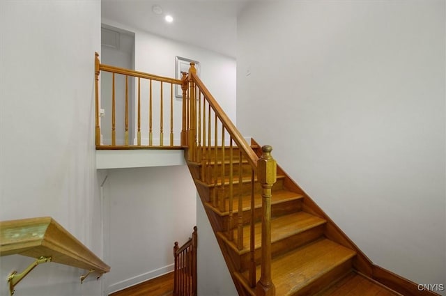 53 Payne St, Hamilton, NY 13346 - stairway with wood finished floors and recessed lighting