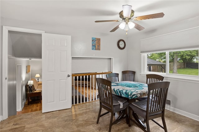29 Davy Dr, Gates, NY 14624 - dining area featuring ceiling fan and baseboards