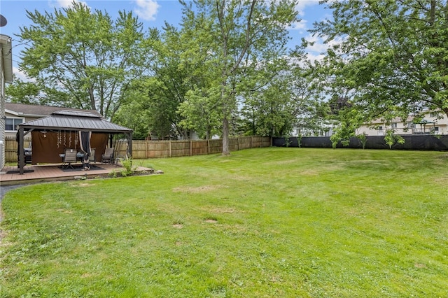 29 Davy Dr, Gates, NY 14624 - fenced backyard with a gazebo and a wooden deck