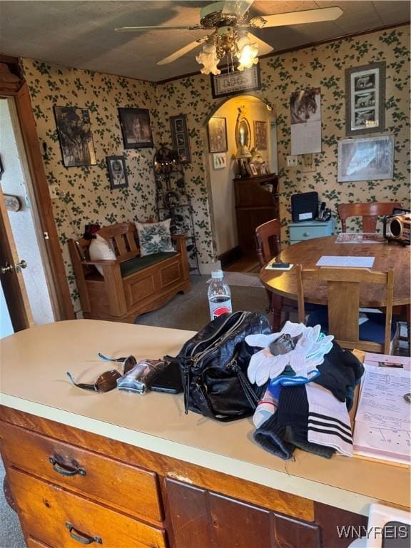 29 Church St, Royalton, NY 14105 - bedroom with wallpapered walls and arched walkways