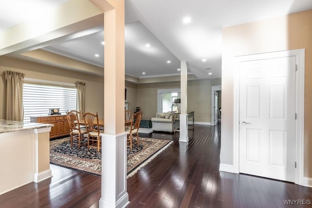 171 Harbridge Mnr, Amherst, NY 14221 - foyer with dark wood-type flooring, crown molding, and recessed lighting