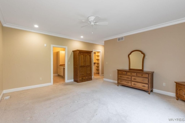 171 Harbridge Mnr, Amherst, NY 14221 - unfurnished bedroom with ornamental molding, light colored carpet, recessed lighting, a walk in closet, and ensuite bath