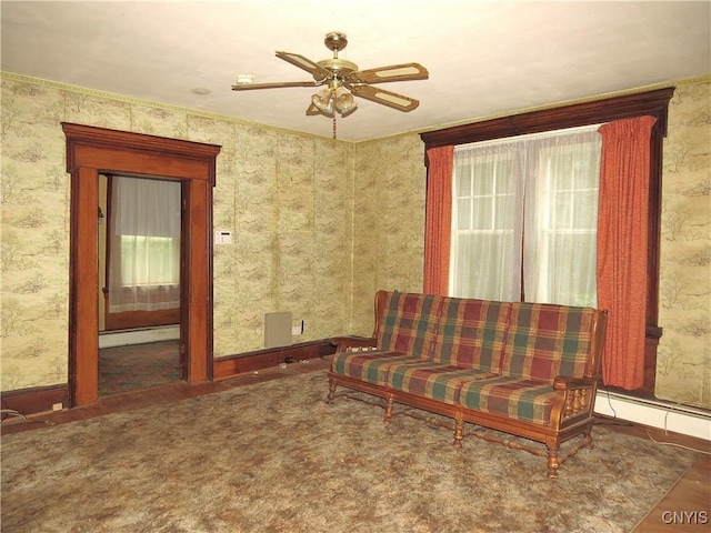 164 Kanzog Rd, German Flatts, NY 13407 - living area featuring baseboards and ceiling fan