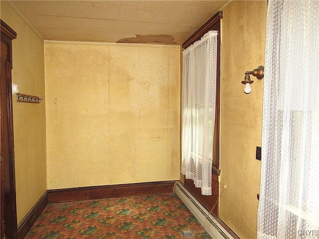 164 Kanzog Rd, German Flatts, NY 13407 - hallway with a baseboard heating unit and baseboards