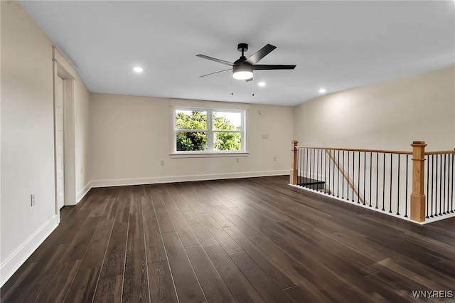 4221 Upper Mountain Rd, Cambria, NY 14132 - spare room with ceiling fan, dark wood-style flooring, and recessed lighting