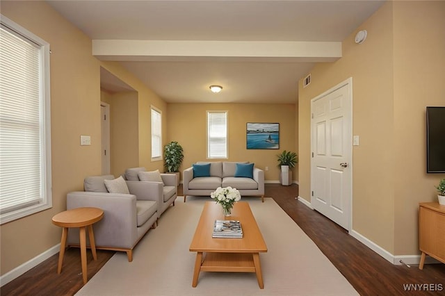 54 Tuxedo Pl, Buffalo, NY 14207 - living area with dark wood-type flooring and beamed ceiling