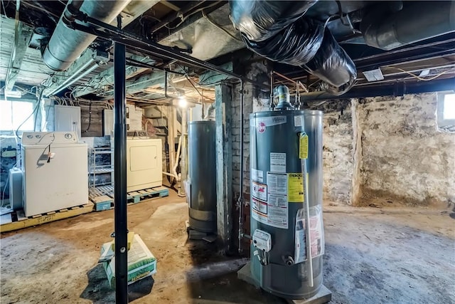 26 Fountain St, Rochester, NY 14620 - below grade area with gas water heater, washer and dryer, and electric panel