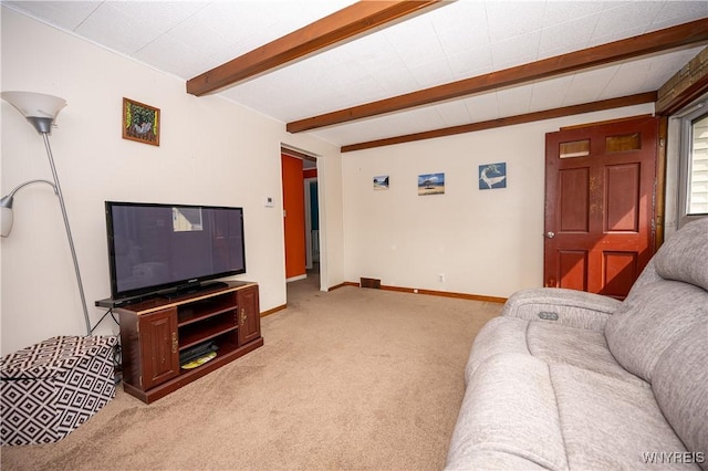 150 Collins Ave, West Seneca, NY 14224 - living area with light colored carpet and beamed ceiling