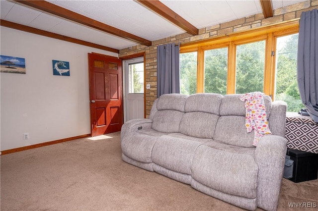 150 Collins Ave, West Seneca, NY 14224 - living area featuring carpet and beamed ceiling