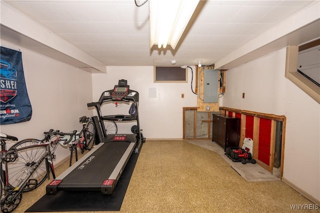 150 Collins Ave, West Seneca, NY 14224 - exercise room featuring electric panel and baseboards