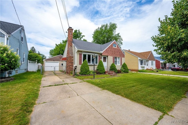 150 Collins Ave, West Seneca, NY 14224 - view of front of home featuring a chimney, an outdoor structure, and a garage