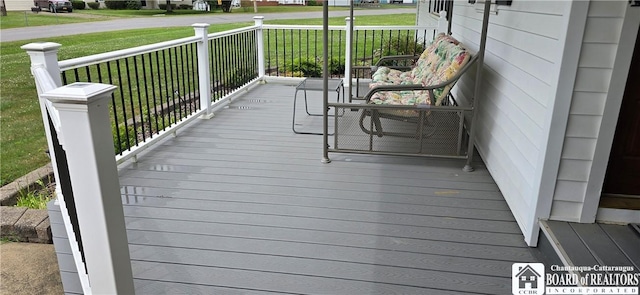 1710 Haskell Pkwy, Portville, NY 14760 - wooden porch featuring a lawn