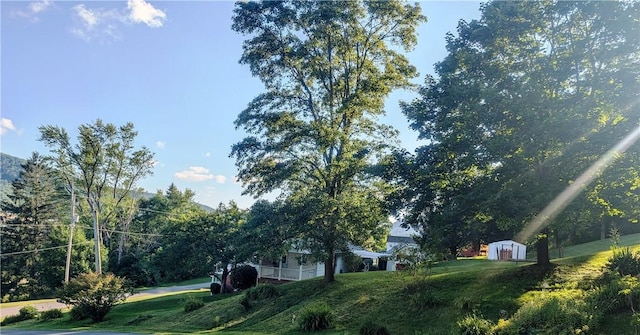310 E Green St, Smethport Boro, PA 16749 - view of grassy yard featuring a storage shed