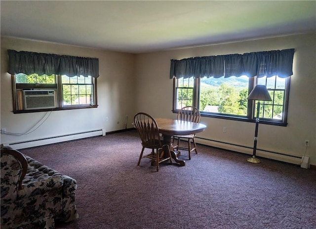 310 E Green St, Smethport Boro, PA 16749 - carpeted dining area featuring baseboard heating, healthy amount of natural light, and cooling unit