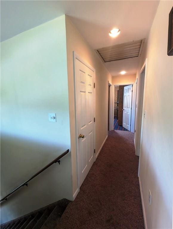 310 E Green St, Smethport Boro, PA 16749 - hallway featuring carpet flooring, attic access, recessed lighting, and an upstairs landing