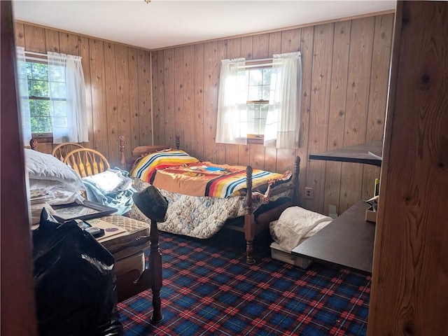 310 E Green St, Smethport Boro, PA 16749 - bedroom featuring carpet floors and wood walls