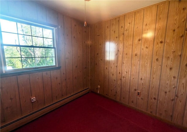 310 E Green St, Smethport Boro, PA 16749 - carpeted spare room with a baseboard radiator and wood walls