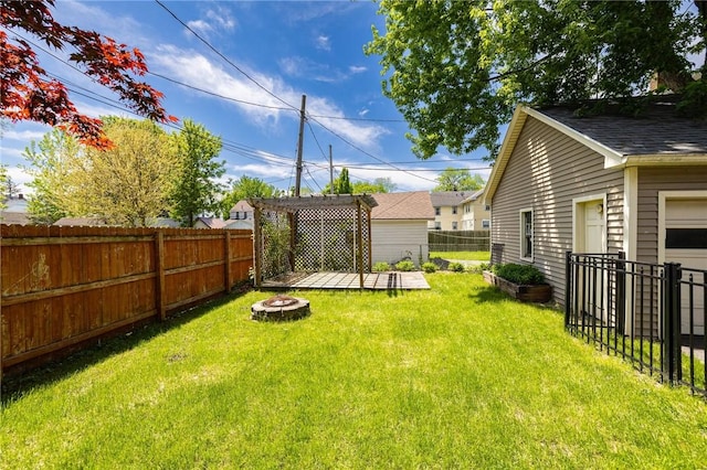 1043 Genesee Park Blvd, Rochester, NY 14619 - fenced backyard featuring a fire pit