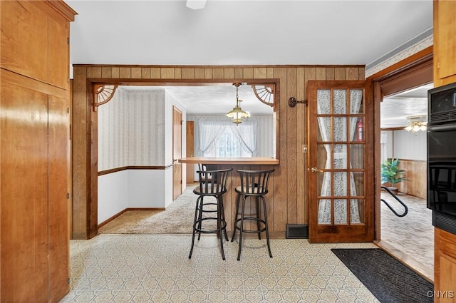 7165 Manlius Center Rd, Manlius, NY 13057 - dining room with light carpet and ceiling fan