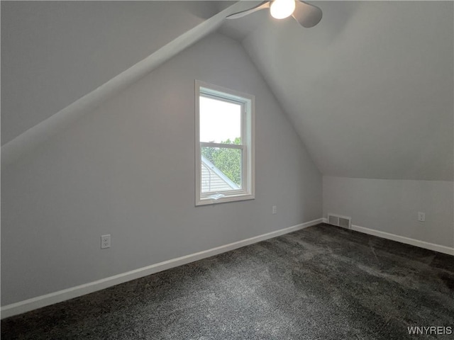 155 Barnsdale Ave, West Seneca, NY 14224 - additional living space featuring lofted ceiling, ceiling fan, and dark carpet