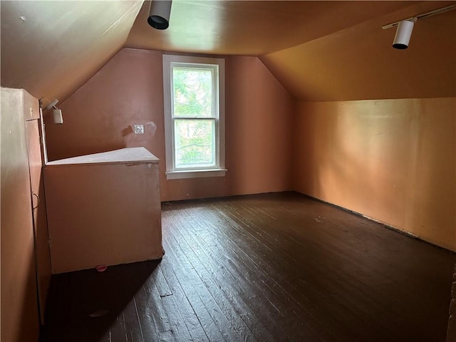 38 Cedar St, Rochester, NY 14611 - additional living space with dark wood-style flooring and vaulted ceiling