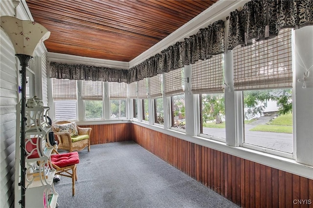 315 Boyden St, Syracuse, NY 13203 - sunroom / solarium with wooden walls, carpet flooring, and wooden ceiling