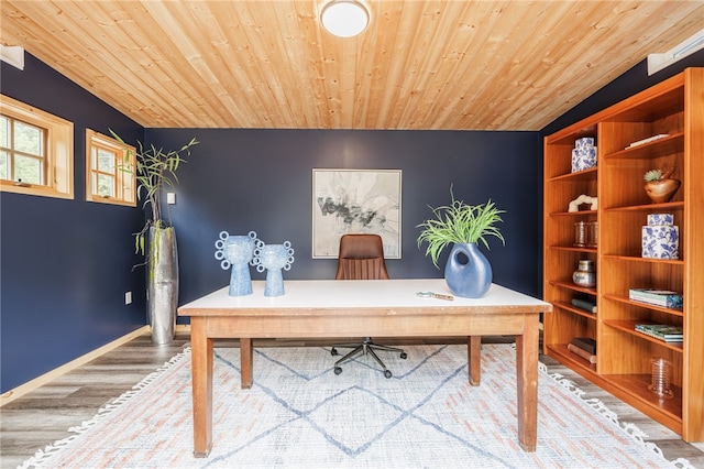 3399 Elmwood Ave, Brighton, NY 14610 - office with wood finished floors, wood ceiling, and lofted ceiling