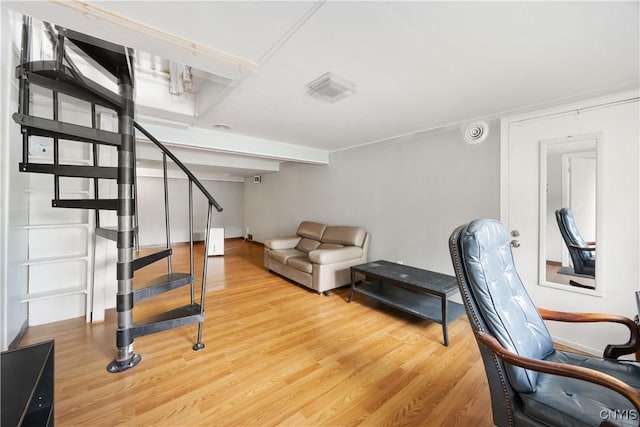 1018-20 Ackerman Ave, Syracuse, NY 13210 - living area with stairway and light wood-style flooring