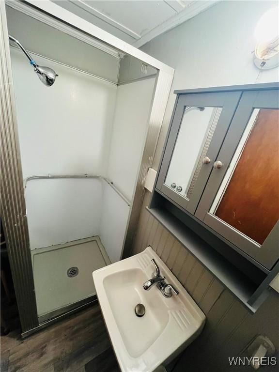 97 Kail St, Buffalo, NY 14207 - full bath featuring a shower stall and wood finished floors