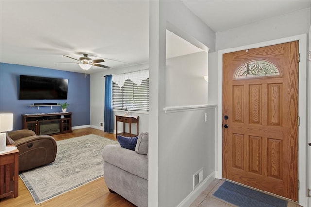 111 Crimson Bramble Rd, Henrietta, NY 14623 - entryway featuring ceiling fan and light wood-style floors