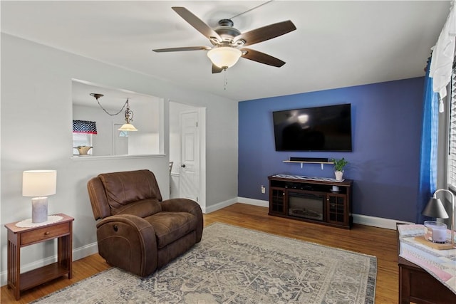 111 Crimson Bramble Rd, Henrietta, NY 14623 - living room featuring ceiling fan and wood finished floors