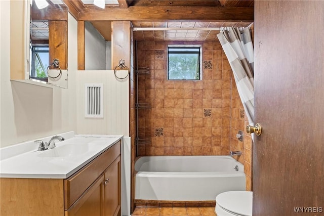 540 Longmeadow Rd, Amherst, NY 14226 - full bathroom with vanity, shower / bathtub combination with curtain, and tile patterned flooring