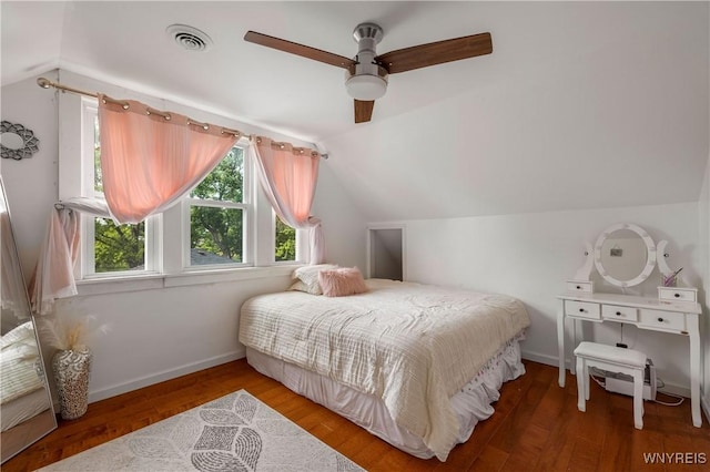 1142 Harlem Rd, Cheektowaga, NY 14227 - bedroom with lofted ceiling, wood finished floors, and a ceiling fan