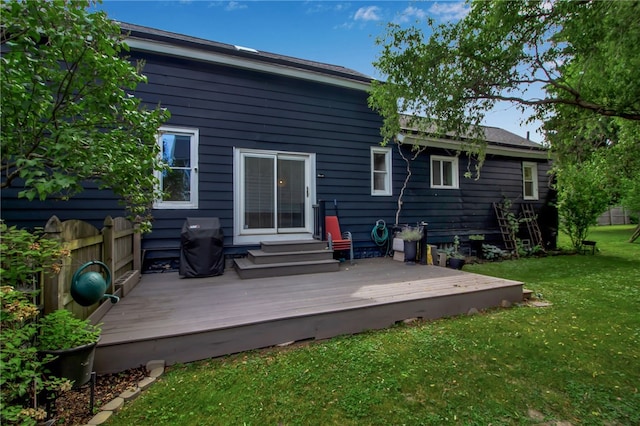373 Rhode Island St, Buffalo, NY 14213 - rear view of house with a yard, a deck, and entry steps