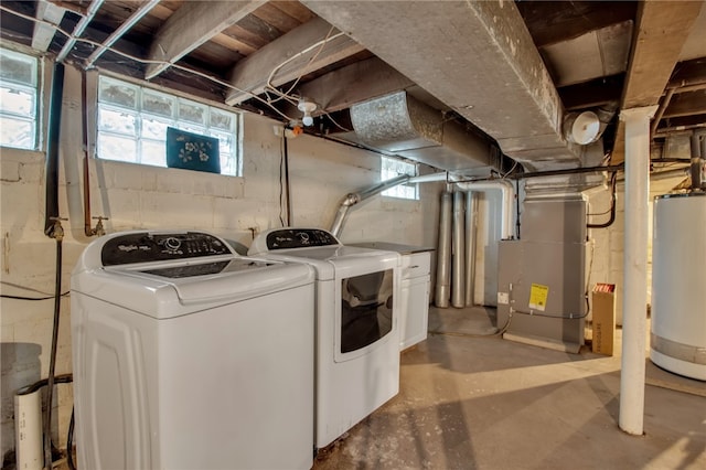 373 Rhode Island St, Buffalo, NY 14213 - laundry area with washer and clothes dryer, water heater, and heating unit