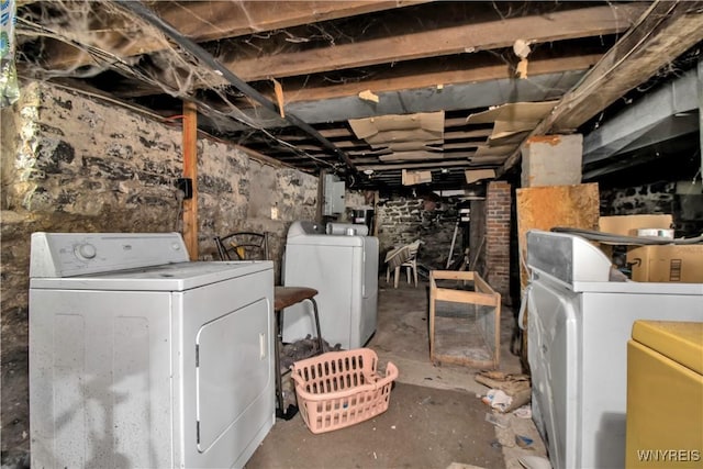 49 Massachusetts Ave, Buffalo, NY 14213 - unfinished basement featuring washing machine and clothes dryer and electric panel