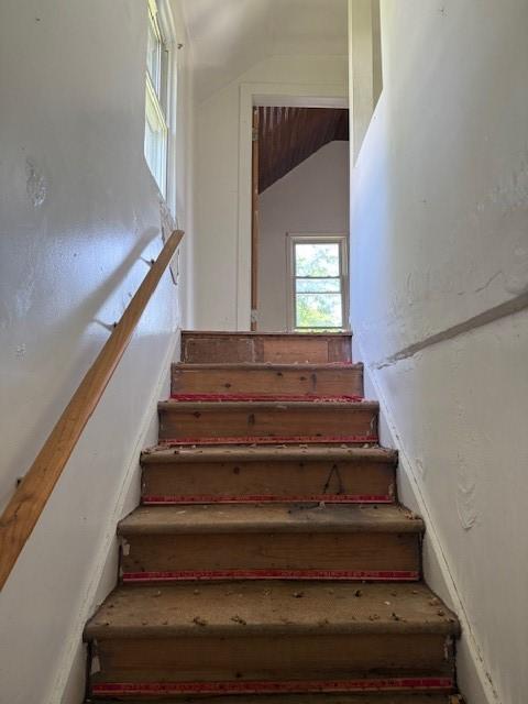 127 Conkey Ave, Rochester, NY 14621 - staircase with lofted ceiling