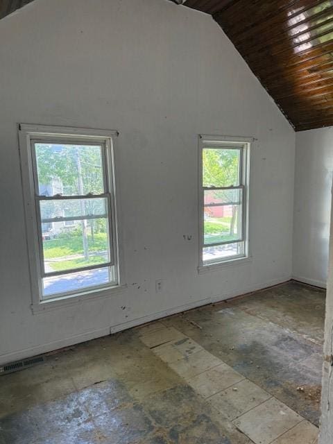 127 Conkey Ave, Rochester, NY 14621 - spare room featuring plenty of natural light, high vaulted ceiling, and wooden ceiling
