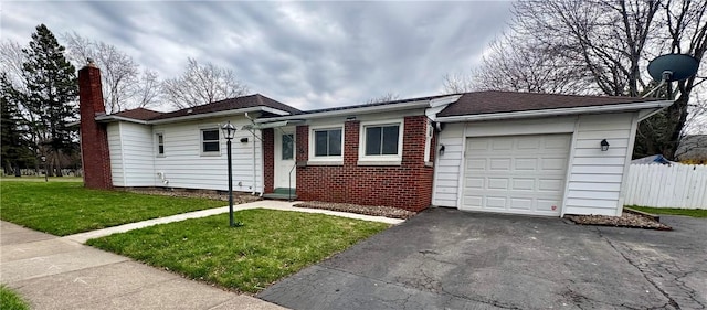 2201 Dewey Ave, Rochester, NY 14615 - ranch-style home with a garage, driveway, brick siding, and a chimney